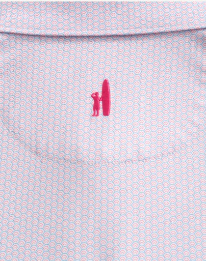 NWT Johnnie-O Flamenco Print Mesh Performance Pink Flamingo Polo Shirt store Large $98